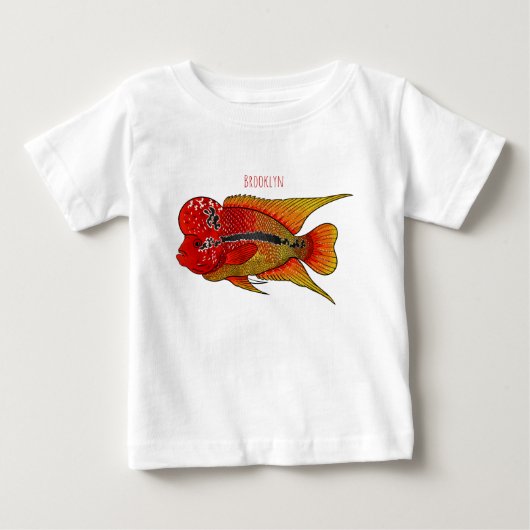 Flowerhorn cichlide vis cartoon illustratie (Voorkant)