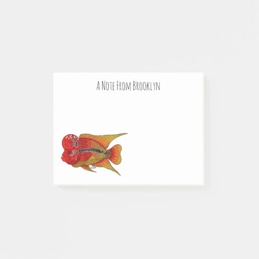 Flowerhorn cichlide vis cartoon illustratie post-it® notes (Voorkant)