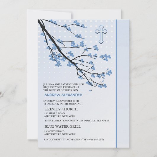 Flowering Blue Branches-uitnodiging Kaart (Voorkant)