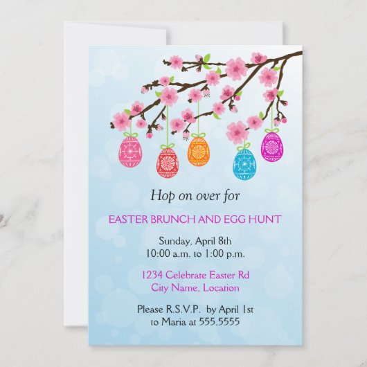 Flowering Branch Easter Party Kaart (Voorkant)