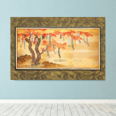 Flowering Cherry and Autumn Maples with Poem Slips Canvas Afdruk (Insitu (Houten vloer))