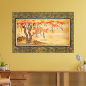 Flowering Cherry and Autumn Maples with Poem Slips Canvas Afdruk (Insitu (Woonkamer))