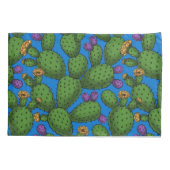 Flowering opuntia on blue kussensloop (Achterkant-Links)