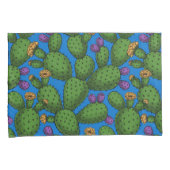 Flowering opuntia on blue kussensloop (Voorkant-Rechts)