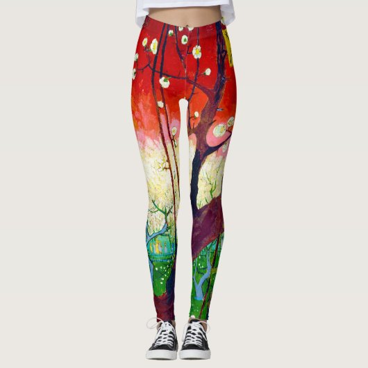 Flowering Plum Tree (after Hiroshige), Van Gogh Leggings (Voorkant)