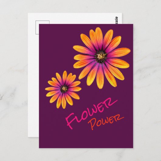 FlowerPower Briefkaart paars (Voorkant / Achterkant)