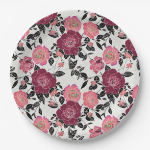 Flowers 1421 Custom Paper Borden 9" Papieren Bordje