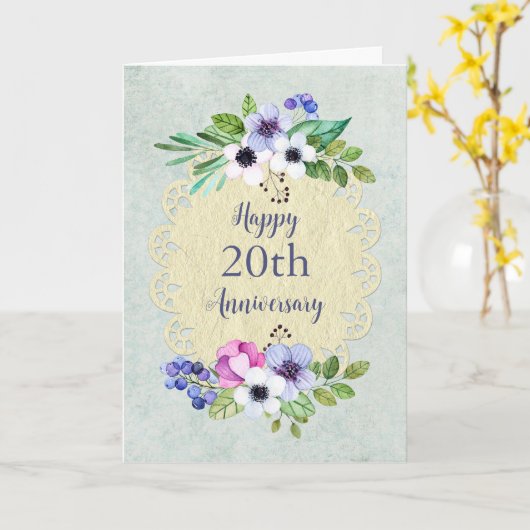  Flowers 20e bruiloft Jubileum Kaart (Gele Bloem)