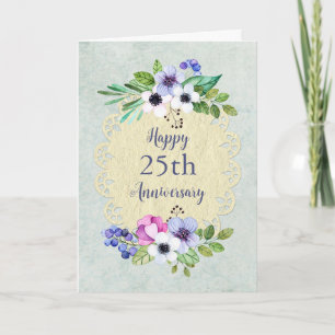Flowers 25e bruiloft Jubileum Kaart