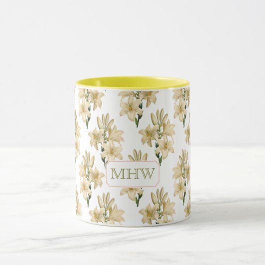  Flowers aangepaste monogram mokken 1 (Midden)