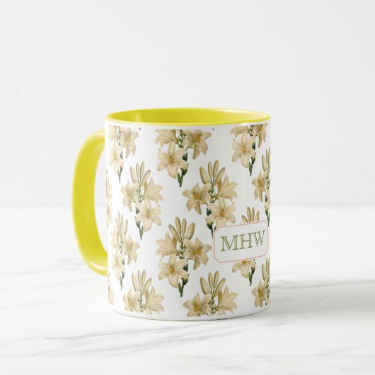  Flowers aangepaste monogram mokken 1 (Voorkant links)