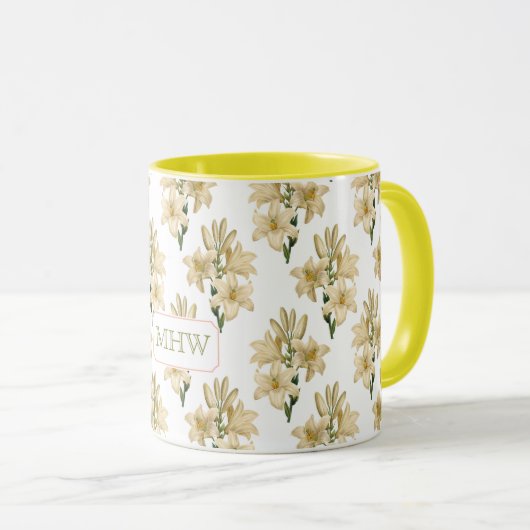  Flowers aangepaste monogram mokken 1 (Voorkant rechts)