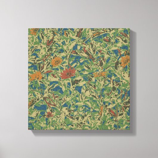 Flowers against leaf camouflage pattern canvas afdruk (Voorkant)