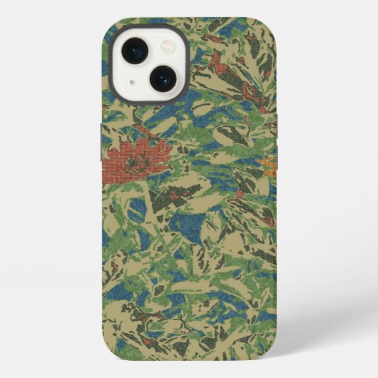 Flowers against leaf camouflage pattern iPhone hoesje (Achterkant)