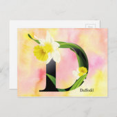 Flowers Alphabet met Waterverf Achtergrond Briefkaart (Voorkant / Achterkant)