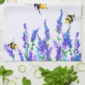 Flowers and Bees Flying Kitchen Towel Theedoek (Gevouwen)