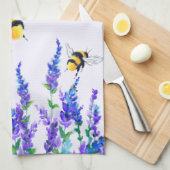 Flowers and Bees Flying Kitchen Towel Theedoek (Quarter Fold)