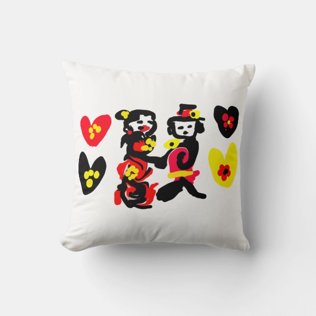 Flowers and black and red Valentine day Kussen (Voorkant)