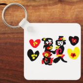 Flowers and black and red Valentine day Sleutelhanger (Voorkant)