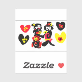 Flowers and black and red Valentine day Sticker