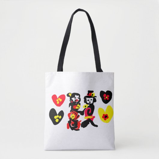 Flowers and black and red Valentine day Tote Bag (Voorkant)