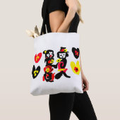 Flowers and black and red Valentine day Tote Bag (Dichtbij)