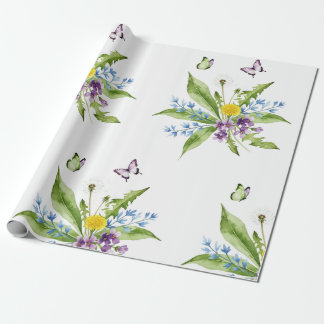 Flowers and butterflies cadeaupapier