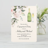 Flowers and Champagne Engagement Party Kaart (Staand voorkant)