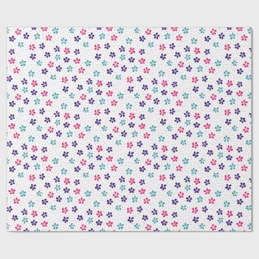 Flowers and Dots Floral Pattern Cadeaupapier (Vlak)