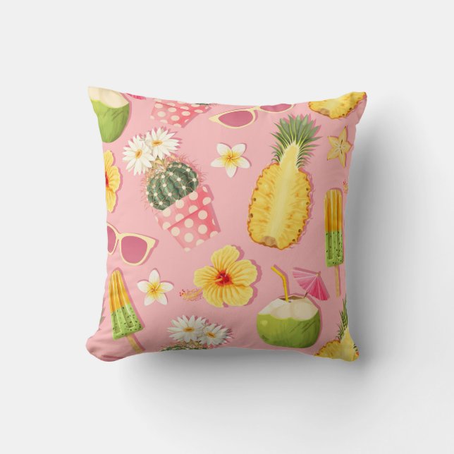 Flowers and exotic fruits vintage seamless pattern kussen (Voorkant)