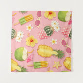 Flowers and exotic fruits vintage seamless pattern wandkleed (Voorkant (horizontaal))