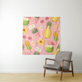Flowers and exotic fruits vintage seamless pattern wandkleed (In situ)