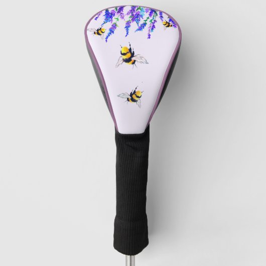 Flowers and Flying Bees Golf Head Hoesje Golfheadcover (Voorkant)