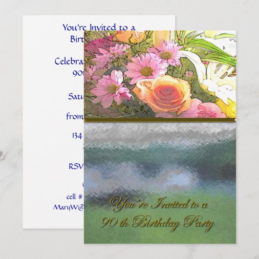 Flowers and Fog 90th Birthday Kaart (Voorkant / Achterkant)