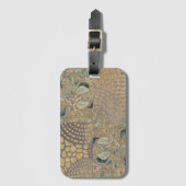Flowers and Golden Giraffe Skin, Grey Background Bagagelabel (Voorkant (verticaal))