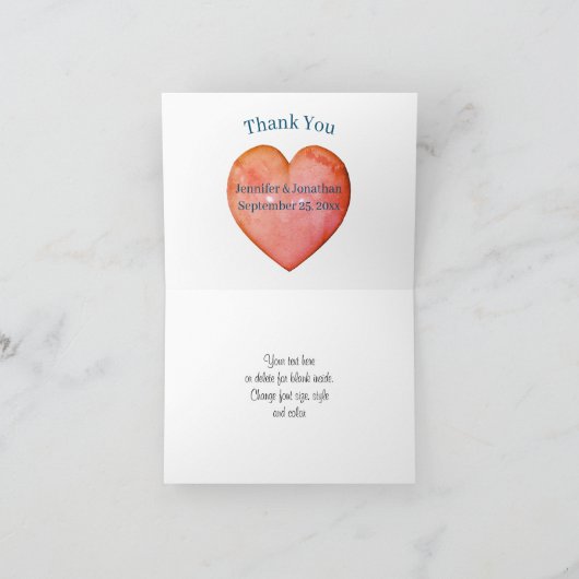 Flowers And Leaves Wedding Photo  Bedankkaart (Binnen)