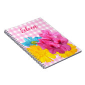 Flowers and Pink Gingham Notitieboek (Rechterzijde)