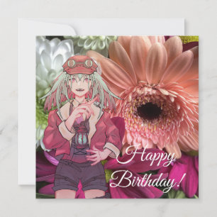 Flowers, anime, happy birthday kaart