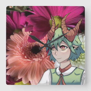 Flowers, anime, vierkante klok