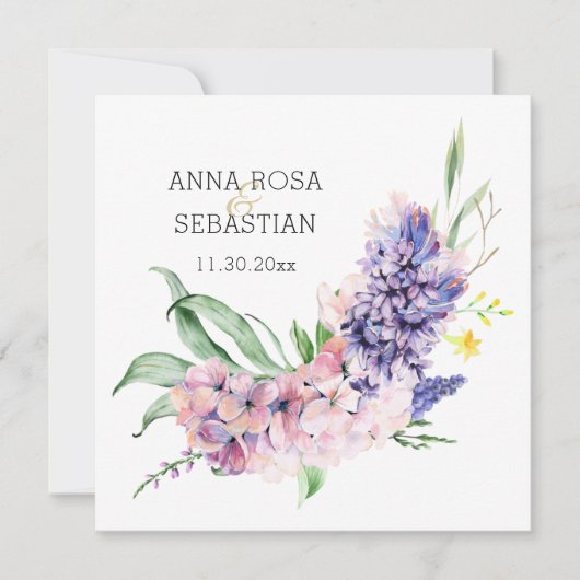 *~* Flowers AR15 QR RSVP Boho Wedding Invitation Kaart (Voorkant)