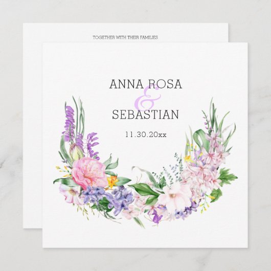 *~* Flowers AR15 QR RSVP Boho Wedding Kaart (Voorkant / Achterkant)