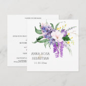 *~* Flowers AR15 QR RSVP Floral Wedding Kaart (Voorkant / Achterkant)