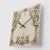 Flowers Art Deco Vierkante Klok (Hoek)