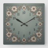 Flowers Art Deco Vierkante Klok (Voorkant)