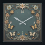 Flowers Art Deco Vierkante Klok<br><div class="desc">Geweldig klokontwerp. Je zult het leuk vinden als anderen. U kunt dit ontwerp vrij gebruiken voor andere producten die u wilt of om jouw tekst aan te passen en toe te voegen. Volg me voor meer. Met vriendelijke groet. Een leuke dag.</div>