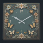 Flowers Art Deco Vierkante Klok<br><div class="desc">Geweldig klokontwerp. Je zult het leuk vinden als anderen. U kunt dit ontwerp vrij gebruiken voor andere producten die u wilt of om jouw tekst aan te passen en toe te voegen. Volg me voor meer. Met vriendelijke groet. Een leuke dag.</div>