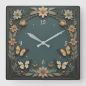 Flowers Art Deco Vierkante Klok (Voorkant)