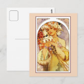 Flowers, Art Nouveau Alphonse Alfons Mucha Briefkaart (Voorkant / Achterkant)