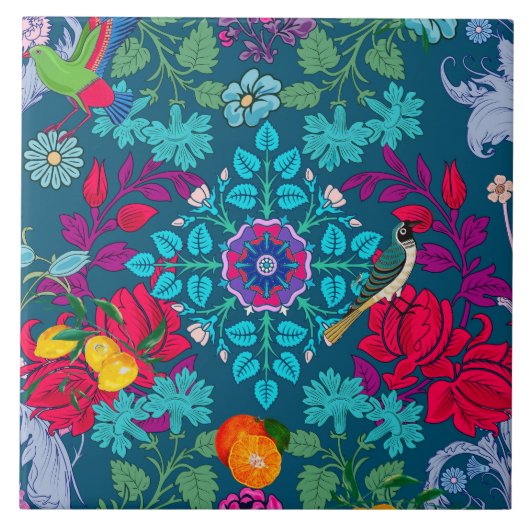 Flowers, art nouveau, William Morris style Tegeltje (Voorkant)