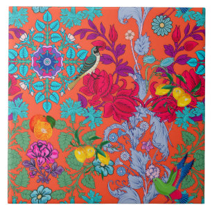 Flowers, art nouveau, William Morris style Tegeltje